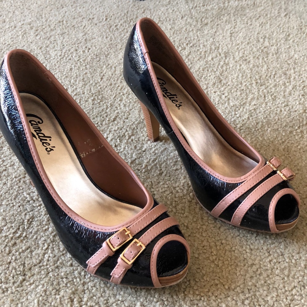 Black and brown heels